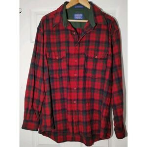 Men's Pendleton OutdoorsMan Buffalo Plaid Wool Shirt Red/Green US Made Size XL